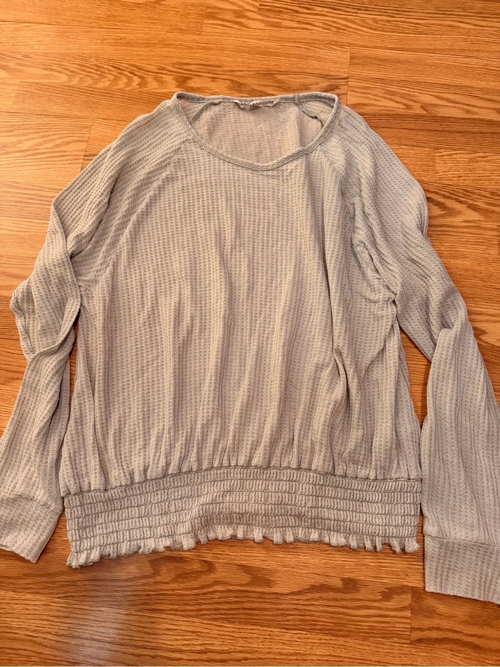 Vanilla Star Gray Waffle Knit Scoop Neck Sweater